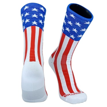 TCK Elite USA Flag Patriot Red White Blue Basketball Football Knee High Socks 